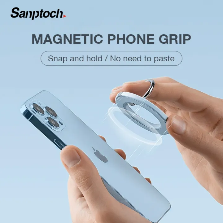 Sanptoch Magnetic Phone Grip Metal Alloy Ring Holder Adjustable Stand Compatible With Magsafe For iPhone 14 13 12 Pro Max Plus