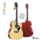 Đàn Guitar Acoustic Rosen G12 Màu Gỗ Dáng D (Size 41) - Bảo trì trọn đời - Ghita Gỗ Vân Sam nguyên tấm