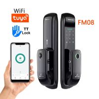 ขายดีล็อคลายนิ้วมือ FM08ประตูล็อคอัจฉริยะล็อค Tuya Wifi/tt พร้อมลายนิ้วมือ/รหัสผ่าน/บัตร RFID. ปลดล็อคแอป