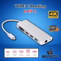 6IN1 Docking TYPE C to HDMI+VGA+USB3.0*2+PD+ RJ45 Gigabit LAN พร้อมส่ง จากไทย