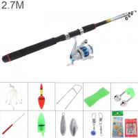 2.7m Fishing Rod Reel Line Combo Full Kits 3000 Series Spinning Reel Pole Set with Carp Fishing Lures Fishing Float Hooks Beads