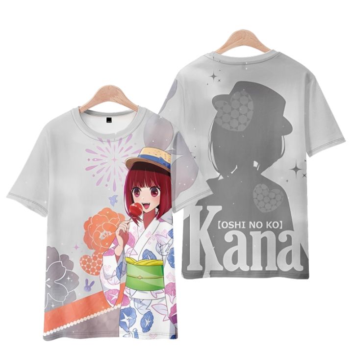 oshi-no-ko-anime-tshirt-short-sleeve-top-cosplay-tee-hoshino-ai-arima-kana-kurokawa-akane-women-3d-shirt-plus-size