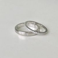 Winterwinter Jewelry Silver925 : เครื่องประดับเงินแท้ แหวนเงินแท้ แหวนคู่ได้ 2 วง ประดับเพชร cz ( ระบุไซส์ทักแชท )
