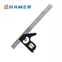 300mm Adjustable Square Angle Ruler 12 inch 45/90 Degree With Bubble Stainless Steel Level Multi function Meter Measurement Tool