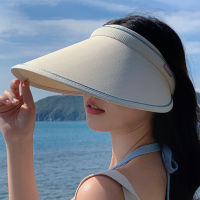 【 Cw】summer Sun Hat For Women Elastic Adjustment Large Brim Empty Top Cap Fashion Ladies Tourism Vacation Leisure Sunscreen Beach Cap