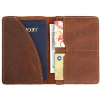 Genuine Leather Passport Cover Men Wallet ID Credit Card Case Vintage Male Passport Holder for Men Slim Document Crazy Horse ☞