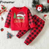 Prowow Baby Boy Christmas Outfits Patchwork Santa Claus Hat Sweatshirts And Red Plaid Pants My First Christmas Baby Clothes Sets