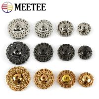 Meetee 10Pcs 15-30mm Metal Snap Button Hollow Flower Invisible Buckle Coat Sewing Buttons Fashion Suit Scrapbooking Clasp