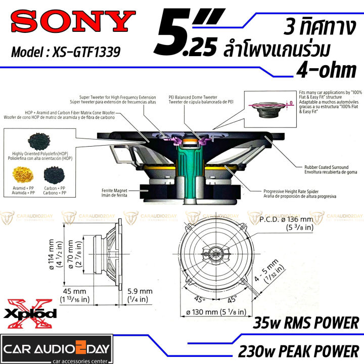 ส่งทุกวัน-sony-รุ่น-xs-gtf1339-ลำโพงแกนร่วม-5นิ้ว-3ทาง-230w-ลำโพงติดรถยนต์-สินค้าของเเท้