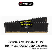 RAM 16GB (8GBx2) DDR4 3200MHz CORSAIR VENGEANCE LPX (BLACK) หน่วยความจำ แรม (CMK16GX4M2E3200C16)