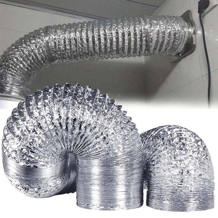 Air Vent Hose Dryer Aluminum Foil Air Conditioning Ducting For HVAC Ventilation 2 Clamps
