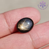 4.69 ct. พลอยสตาร์ดำ (Natural Black Star Sapphire) มีเหลือบเป็นขาเมื่อโดนแสงไฟ หรือแสงแดด เป็นพลอยที่มีเอกลักษณ์ น่าสะสม เผาใหม่ การันตีพลอยแท้ 100%