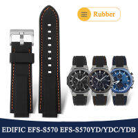 ?ราคาไม่แพงมากที่สุด?อะไหล่สายนาฬิกาสร้อยข้อมือซิลิโคน5634สำหรับ Casio EDIFICE 5634 EFS-S570YD /Ydc/ydb สายรัดนาฬิกาข้อมือยางปรับสภาพนูนสำหรับผู้ชาย