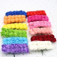 【cw】20mm PE Foam Rose Flower with Gauze Colorful Artificial Bouquet Wedding Valentines Day DIY Handmade Wreath Basket Decorative ！