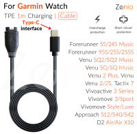 Zenia สมาร์ทนาฬิกาชาร์จอะแดปเตอร์ USB-C Type C สายชาร์จสำหรับ Garmin Forerunner 55 245 255 255S 955 945 935 Music Venu SQ SQ2 Plus Vivoactive 3 Element Vivomove Sport Style Luxe Approach S12 S40 S42 S62 S60 D2 Air X10 Tactix Charlie Delta 7 อุปกรณ์เสริม