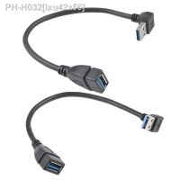 2 Pcs Usb 3.0 Angle 90 Degree Extension Cable Male to Female Adapter Cord Data UP Down