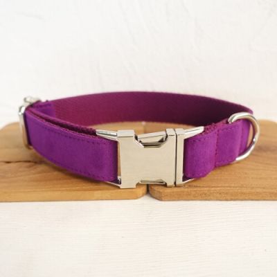 【Hot-Selling】 PETS MART mall MUTTCO Retailing Self-Designed Nylon Solid Dog Accessory THE CANDY PURPLE Handmade 5 Sizes Dog Collars And Leashes Set UDC029