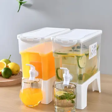 3.5/5L Cold Kettle with Faucet, Plastic Refrigerator Drink  Dispenser with Spigot Large Capacity Drink Dispensers for Parties Beverage  Iced Juice Lemonade Water Jug Fruit Teapot Bucket (3.5L): Iced Beverage  Dispensers