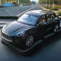 โมเดลรถโลหะผสม Porsche Macan เทอร์โบสีดำ1:24ยานพาหนะของเล่นเก็บของขวัญรถขนส่งของเล่นแบบที่ไม่ใช่รีโมทคอนโทรล