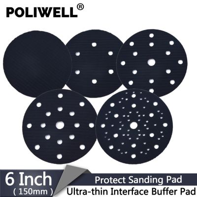 POLIWELL 1PCS 6 150 mm Holes Ultra-thin Interface Buffer Pads Hook and Loop Sanding Pad Protection Self-adhesive Abrasive Pad