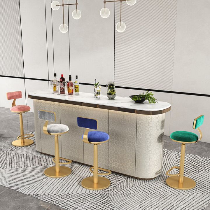 sgabello-cucina-alto-perabot-rumah-เก้าอี้บาร์โต๊ะยกสูงร้านอาหารแนวนอร์ดิกทอง