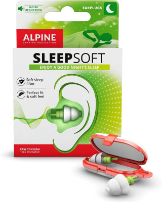 Alpine Hearing Protection Alpine SleepSoft Sleeping Earplugs - Ultra Soft Filter for Side Sleeper - Reduce Noises &amp; Improve Sleep - Reusable, Hygienic, Hypoallergenic Hearing Protection for Adults with Long Lasting Comfort New