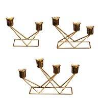 2023✧ 2/3/4 Arms Candelabra Holder Gold Plated Candlestick for Pillar Taper Wedding