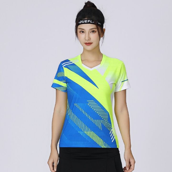 เสื้อยืดกีฬาสำหรับผู้หญิงเสื้อยืดกีฬาแบดมินตันพิมพ์ลายวอลเลย์บอล-training-gym-เสื้อยืดทีมแขนสั้นเสื้อยืดเทนนิสหญิง-xs-3xl