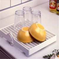 Foldable Dish Plate Drying Rack Organizer Drainer Plastic Storage Holder White Kitchen Organizer