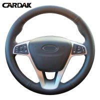 CARDAK ฝาครอบพวงมาลัย Car หนังเทียมสีดำเย็บด้วยมือสำหรับ Lada Vesta 2015 2016 2017