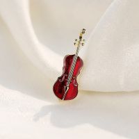 Classic Red Enamel Violin Guitar Brooches Women Alloy Weddings Banquet Brooch Pins Gifts