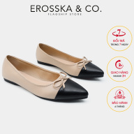 Erosska - Giày bệt đế mũi nhọn bằng đế cao su da mềm đính nơ màu kem phối thumbnail
