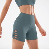 Fitness pants female quick-drying breathable yoga pants pants of tall waist carry buttock peach hip ribbon shorts female personality -yjk230527