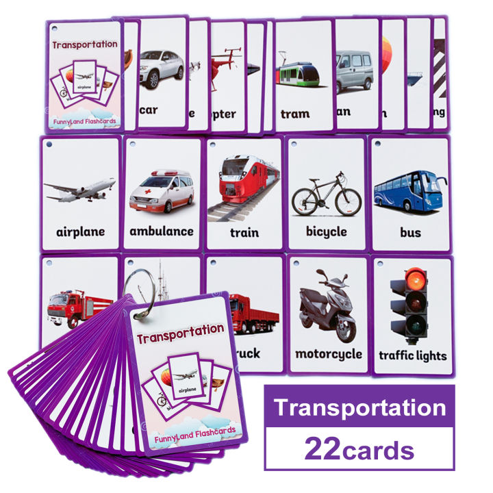 Cognitive Transportation Vehicle English Words Cards Kids Flash Card Pocket  Card Cartoon Activity Cards Game Toddlers Early Learning Educational Toys  Gifts for Baby Kindergarten Teaching Aids | Lazada