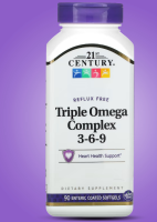 21st Century, Triple Omega Complex 3-6-9, 90 Enteric Coated Softgels