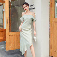 New fuscia Irregular lady girl women daily wear summer bridesmaid dress gown free ship