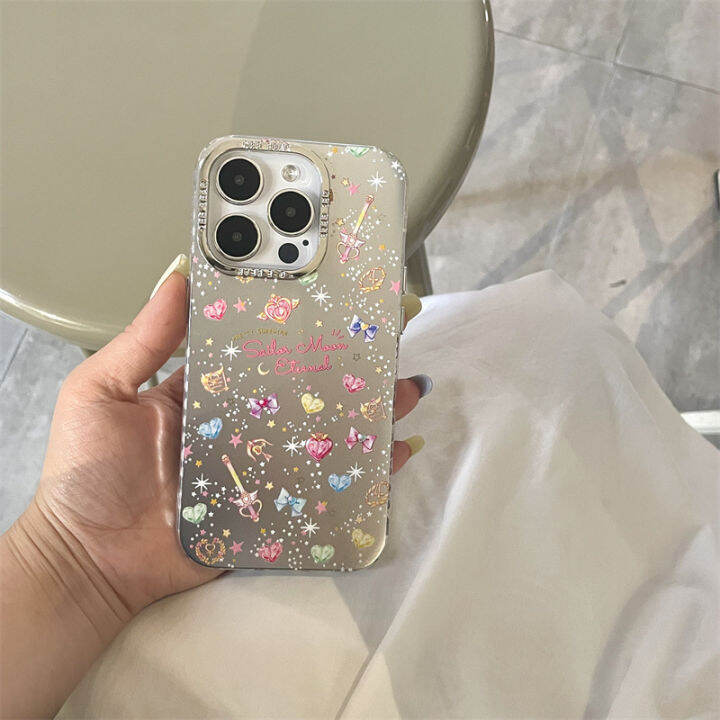 ins-beauty-girl-electroplated-magic-stick-case-สำหรับ-iphone14promax-full-screen-small-star-case-สำหรับ-iphone12promax-กรณีน่ารักหวานสำหรับ-iphone13pro