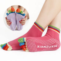 Kawaii Womens Five Fingers Cotton Socks 5 PairsLot Simple Colorful Toe Female Ladies Breathable Anti-skid Pilates Massage Sock