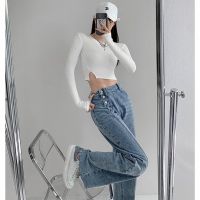 y2k Jeans Woman High Waist Straight Leg Pants Button Fly Blue Jeans Korean Pants Long Streetwear Jeans Denim Trousers y2k Pants