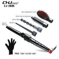 เซ็ตเครื่องครัวดัดผมหลอดเปลี่ยนได้5-In-1ใหม่พร้อมเครื่องม้วนอเนกประสงค์และหวีสำหรับผมตรง