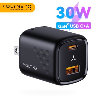 VOLTME GaN เครื่องชาร์จ USB C 30W,ที่ชาร์จ iPhone 13/13 Mini/Pro/ Pro Max/ 12 Galaxy Note iPad Pro MacBook PD 30W ที่ชาร์จแบตเตอรี่โทรศัพท์