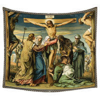 【cw】Medieval Renaissance Catholic The Crucified Christ Lamentation Religion Tapestry By Ho Me Lili For Livingroom Home Decor