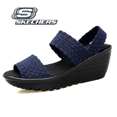 Skechers รองเท้าแตะผู้หญิง Cali Rumbler Wave สตรี รองเท้าแตะส้นเตารีด ส้นสูง ทอรองเท้า - 31778-BBK