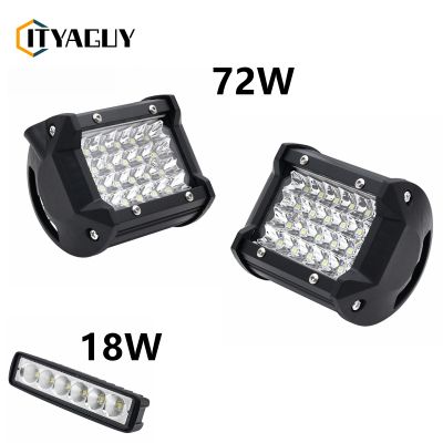 18W/72W 1ชิ้น/2ชิ้นไฟบาร์ LED จุดไฟตัดหมอกออฟโรดสำหรับขับรถรถบรรทุก SUV ATV