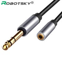 Kabel AUX Audio Wanita 6.5Mm Pria Ke 3.5Mm Headset Mikrofon Adaptor Perekam Gitar Kabel Aux Konverter Berlapis Emas 6.5/3.5Mm