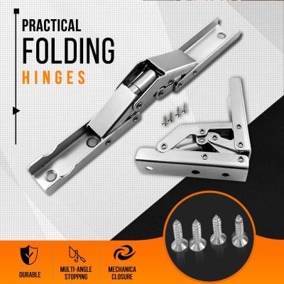 2PC Folding Hinges Opening-Free 90 Degree Spring Furniture Hinges Damper Buffer Soft Close For Cabinet Cupboard Kitchen Hardware Door Hardware Locks