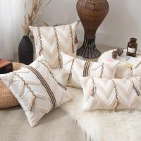 30x50cm/45x45cm Beige Crochet Tufted Pillow Cover Cotton Canvas Simple Waves Nordic Style Light Luxury Pillow Case Home Decor Cushions for Sofa