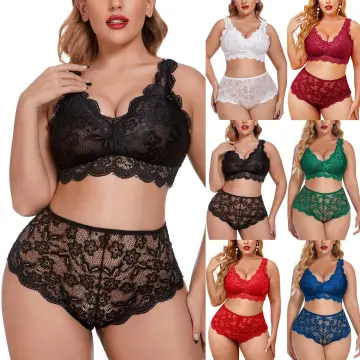  Plus Size 2 Piece Lingerie for Women Strappy Bra and