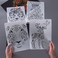 Airbrush Painting Template Creative Animal Theme Lace Ruler Personality Scratch Reusable DIY Art Stencil Scrapbooking Decor 1PC