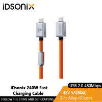 IDsonix สาย USB Type C PD 240W 5A สายชาร์จได้ไว USB C ไปเป็น Type C สายชาร์จข้อมูลสำหรับแล็ปท็อป Xiaomi Samsung Huawei โทรศัพท์